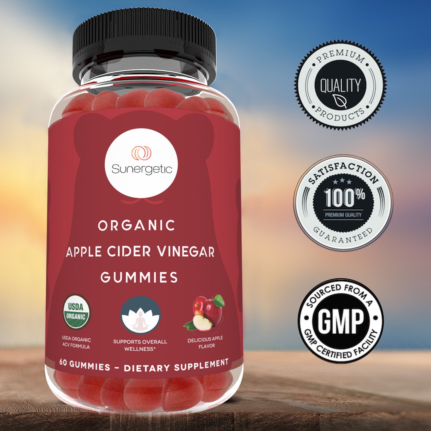 USDA Organic Apple Cider Vinegar Gummies - 60 ACV Gummies